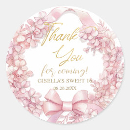 Mooie Coquette Roze Lint Bogen Sweet Sixteen 16 Ronde Sticker