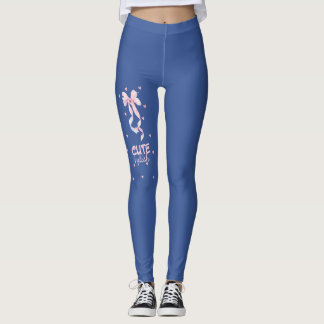Mooie Coquette Roze Lint Denim Blauwe Gym Leggings