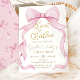 Mooie Coquette Roze Ribbon Bows Sweet 16 Verjaarda Kaart