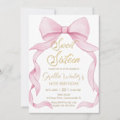Mooie Coquette Roze Ribbon Bows Sweet 16 Verjaarda Kaart (Voorkant)