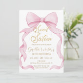 Mooie Coquette Roze Ribbon Bows Sweet 16 Verjaarda Kaart (Staand voorkant)