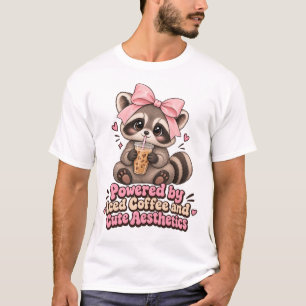 Mooie Coquette Wasbeer Drinkt IJskoude Koffie Prin T-shirt