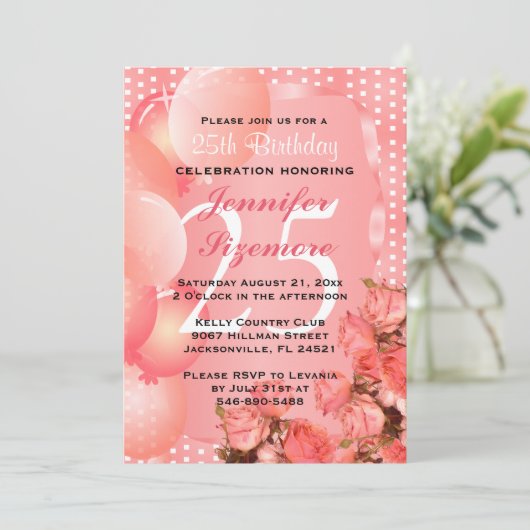 Mooie Coral Birthday Sjabloon - 00th Birthday Kaart (Staand voorkant)