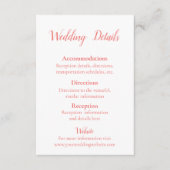 Mooie Coral en White Wedding details Informatiekaartje (Voorkant)