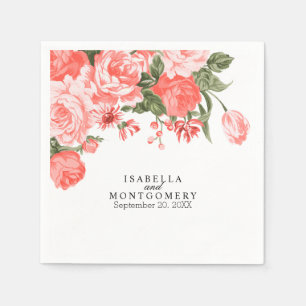 Mooie Coral Floral Flowers Napkins Servet