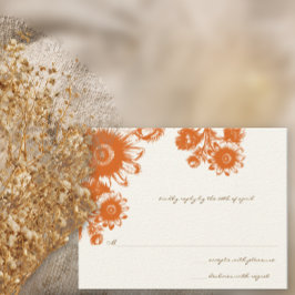 Mooie Coral  Flower Wedding RSVP Kaart