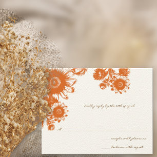 Mooie Coral  Flower Wedding RSVP Kaart