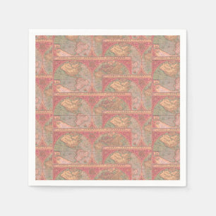 Mooie Coral Latijnse Wereldkaart ontkoppeling Servet