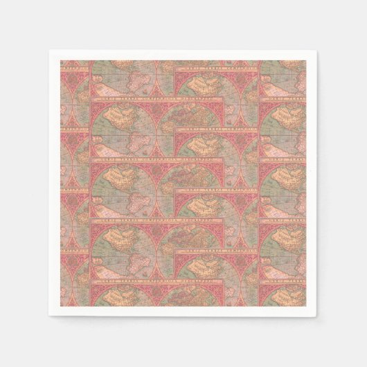 Mooie Coral  Latijnse Wereldkaart ontkoppeling Servet (Voorkant)