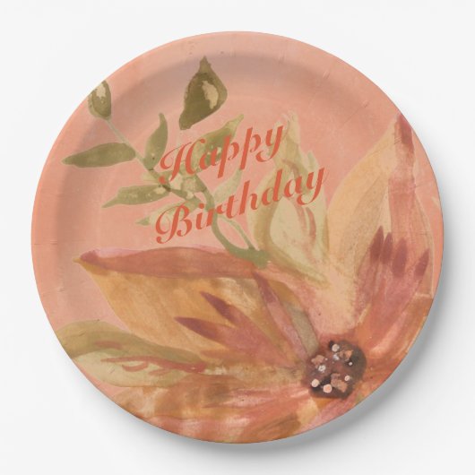 Mooie Coral Peach aquarel Papieren Bordje (Voorkant)