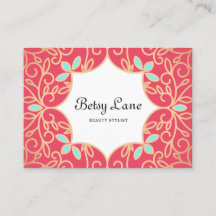 Mooie Coral Red Rose Gold Swirls Beauty Salon