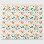 Mooie Corgi Bloemen Inpakpapier (Vlak)