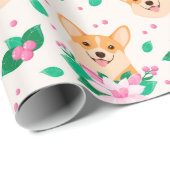 Mooie Corgi Bloemen Inpakpapier (Rol Hoek)