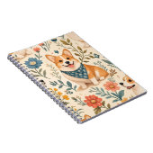 Mooie Corgi Bloementuin Patroon Notitieboek (Rechterzijde)