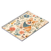 Mooie Corgi Bloementuin Patroon Notitieboek (Linkerzijde)