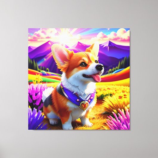 Mooie Corgi Dog One Canvas Afdruk (Voorkant)