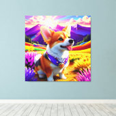 Mooie Corgi Dog One Canvas Afdruk (Insitu (Houten vloer))