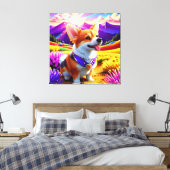 Mooie Corgi Dog One Canvas Afdruk (Insitu (Slaapkamer))
