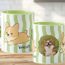 Mooie Corgi Foto Naam Groene Golvende Strepen