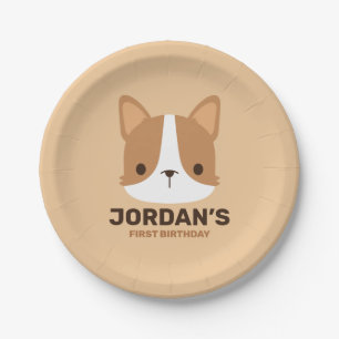 Mooie Corgi-hond met gepersonaliseerde naam Papieren Bordje