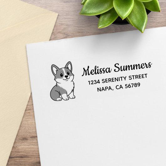 Mooie Corgi-hond Retouradres Rubberstempel