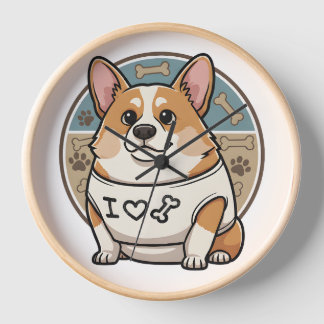 Mooie Corgi-hondklok met botpatroon