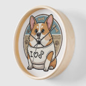 Mooie Corgi-hondklok met botpatroon (Hoek)