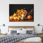 Mooie cornucopia gevuld met navelgans canvas afdruk (Insitu (Slaapkamer))