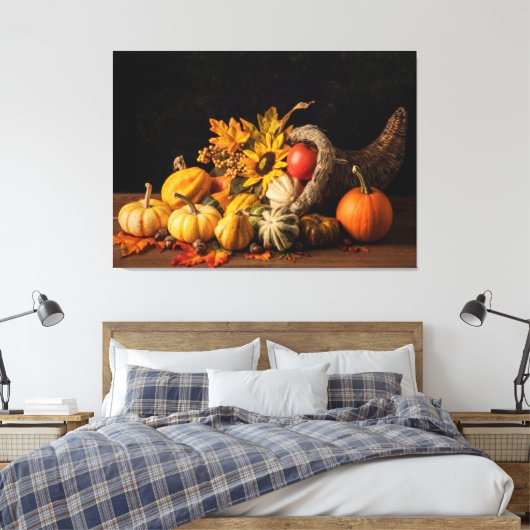Mooie cornucopia gevuld met navelgans canvas afdruk (Insitu (Slaapkamer))