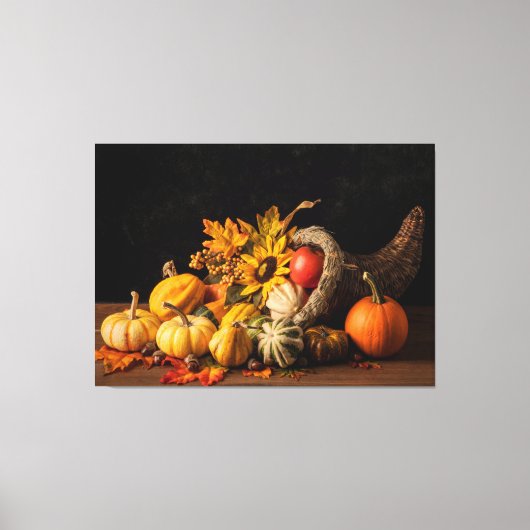 Mooie cornucopia gevuld met navelgans canvas afdruk (Voorkant)