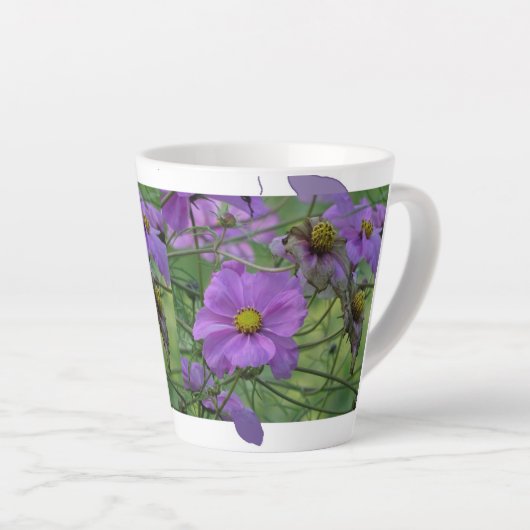 Mooie Cosmea Flowers Design Latte Mok (Rechterhoek)