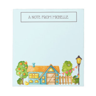 Mooie Cottage Bomen Notitie Van Notitieblok