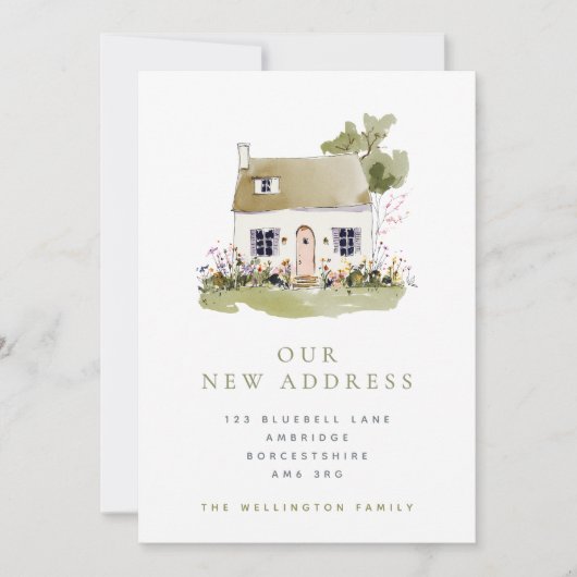 Mooie Cottage & Wildflowers verhuizen Aankondiging (Voorkant)