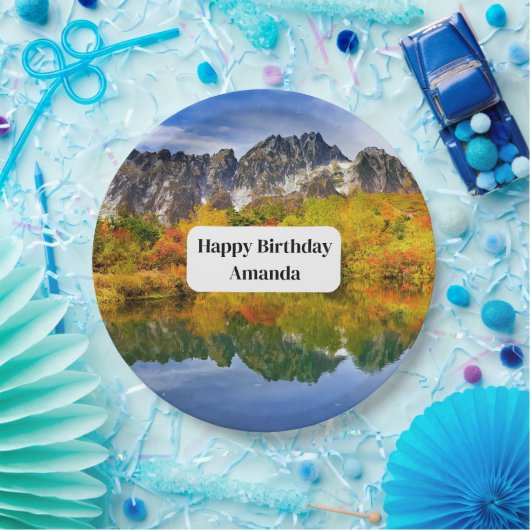 Mooie Country Mountains Foto Verjaardag Papieren Bordje (Feest)