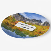 Mooie Country Mountains Foto Verjaardag Papieren Bordje (Gekanteld)