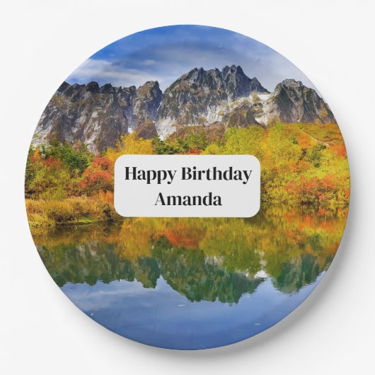 Mooie Country Mountains Foto Verjaardag Papieren Bordje (Voorkant)