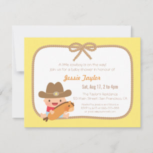 Mooie Cowboy Western Thema Baby Shower Uitnodiging