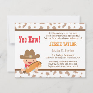 Mooie Cowboy Western Thema Baby Shower Uitnodiging