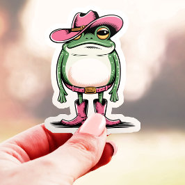 Mooie Cowgirl Kikker Vinyl Sticker