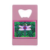 Mooie "Crackel Framed Dragonfly" Artwor Creditkaart Flessenopener (Voorkant)