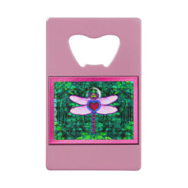 Mooie "Crackel Framed Dragonfly" Artwor Creditkaart Flessenopener