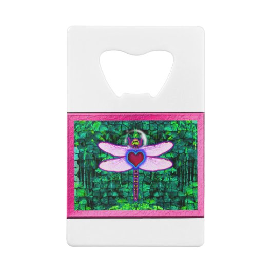 Mooie "Crackel Framed Dragonfly" Artwor Creditkaart Flessenopener (Achterkant)