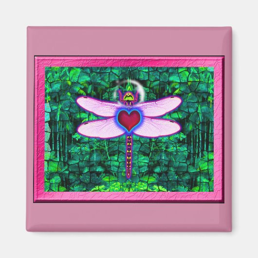 Mooie "Crackel Framed Dragonfly" Artwor Magneet (Voorkant)