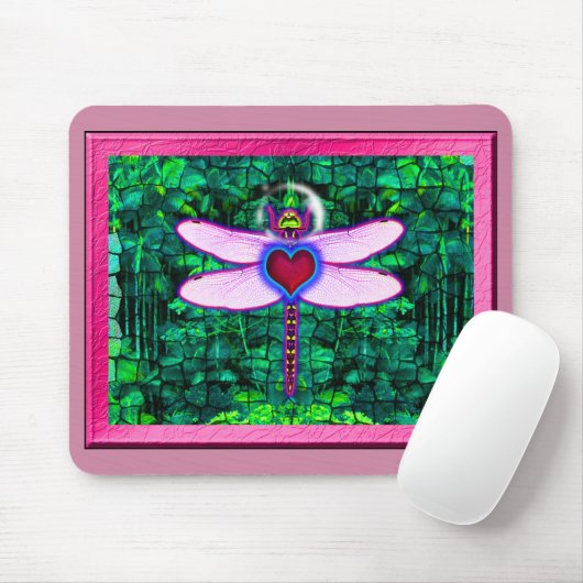 Mooie "Crackel Framed Dragonfly" Artwor Muismat (Met muis)