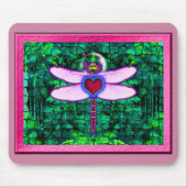 Mooie "Crackel Framed Dragonfly" Artwor Muismat (Voorkant)