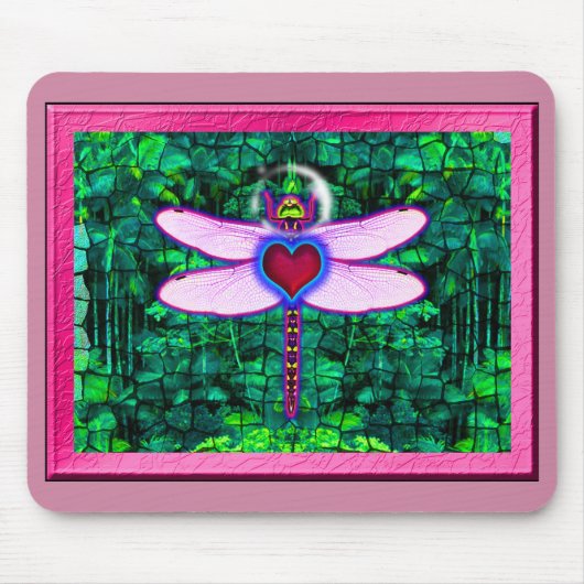 Mooie "Crackel Framed Dragonfly" Artwor Muismat (Voorkant)