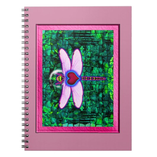 Mooie "Crackel Framed Dragonfly" Artwor Notitieboek (Voorkant)
