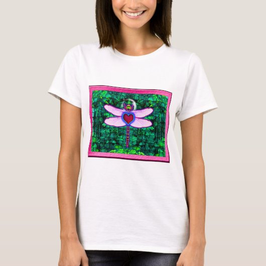 Mooie "Crackel Framed Dragonfly" Artwor T-shirt (Voorkant)