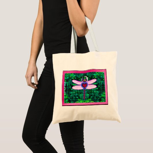 Mooie "Crackel Framed Dragonfly" Artwor Tote Bag (Voorkant (product))