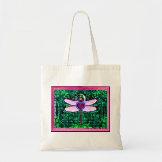Mooie "Crackel Framed Dragonfly" Artwor Tote Bag (Voorkant)